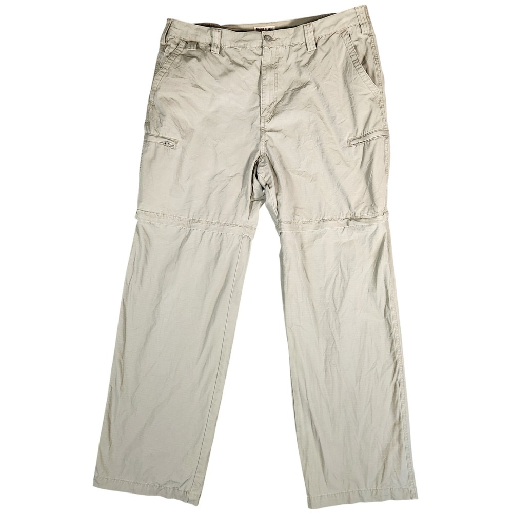 Magellan Sportswear Convertible Cargo Pants Mens 40 Khaki Tan Excellent Ripstop